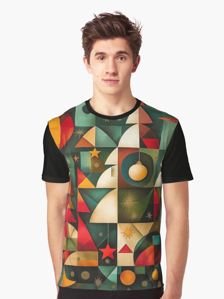 Thumbnail 1 of 5, Graphic T-Shirt, Finvara - Christmas Cubism II. designed and sold by Finvara.