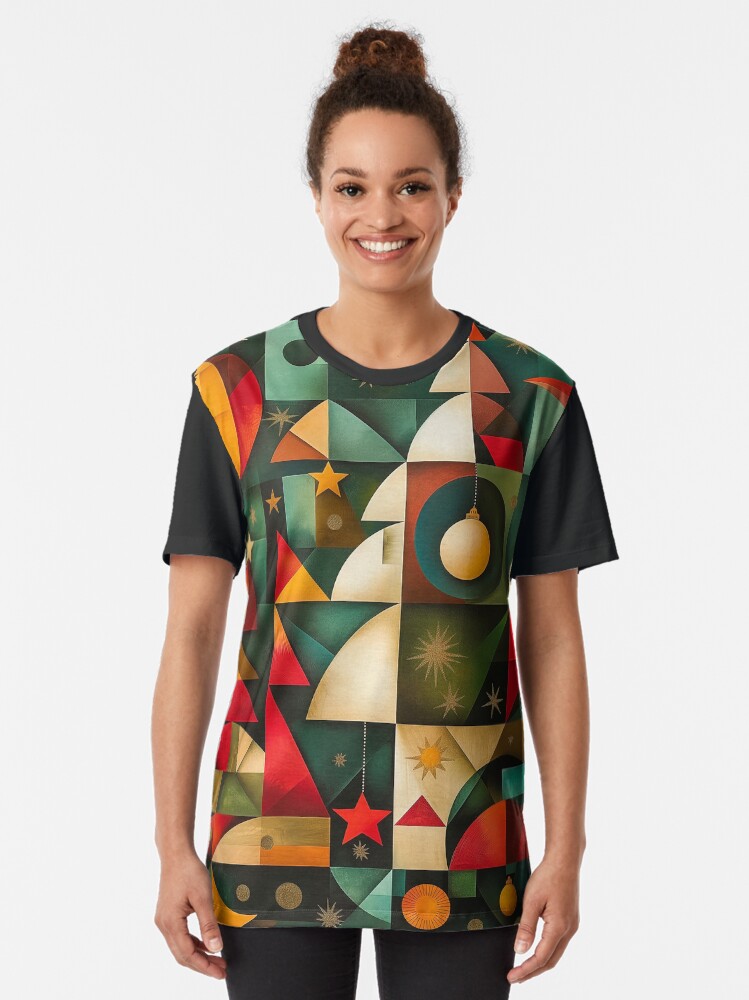 Thumbnail 2 of 5, Graphic T-Shirt, Finvara - Christmas Cubism II. designed and sold by Finvara.