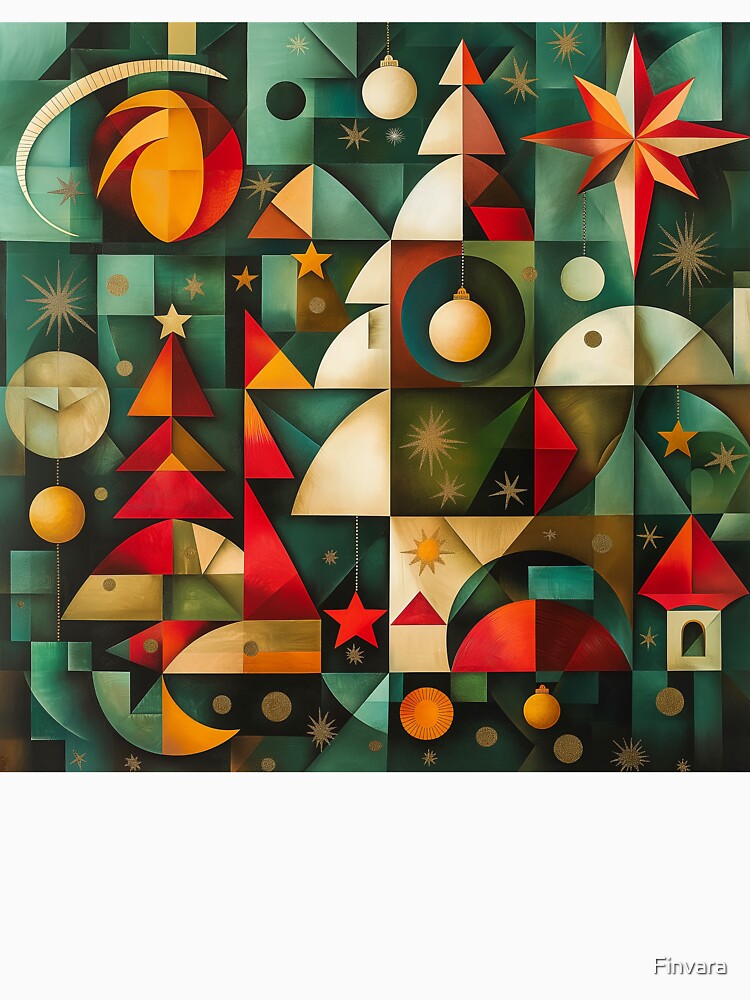 Thumbnail 7 of 7, Classic T-Shirt, Finvara - Christmas Cubism II. designed and sold by Finvara.