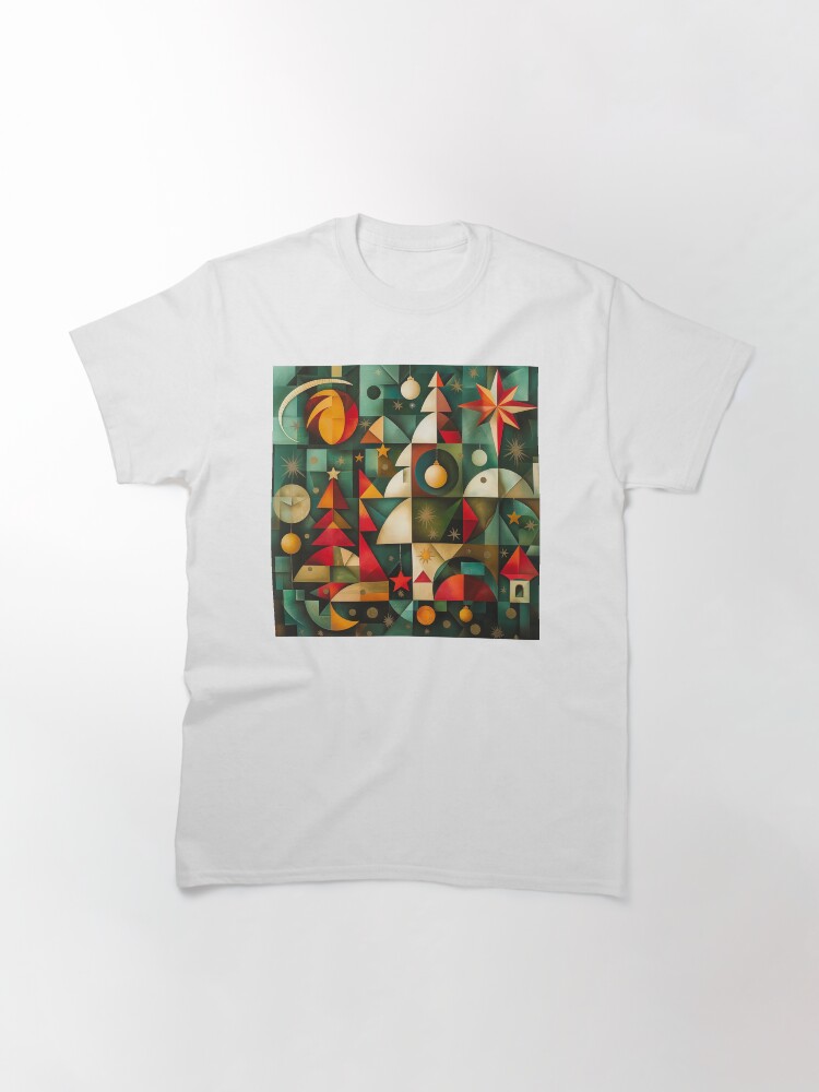 Thumbnail 3 of 7, Classic T-Shirt, Finvara - Christmas Cubism II. designed and sold by Finvara.