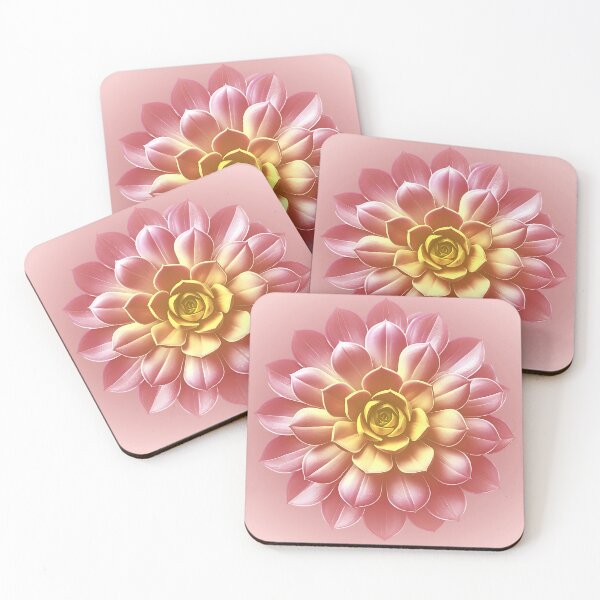 Item preview, Soft Pink and Yellow Succulent Flower Art designed and sold by SportyAndArtful.