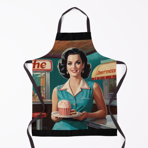 Item preview, Beautiful server in an American Diner vintage pinup advertising style art designed and sold by Vintage Designs +.