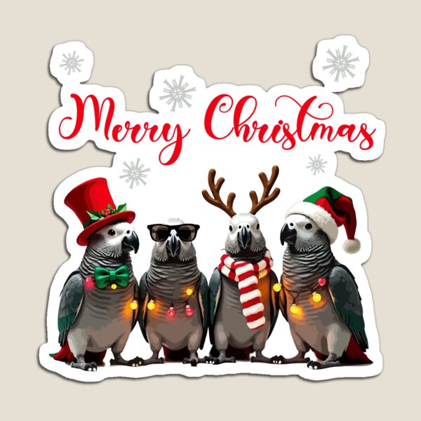 Aperçu de l'œuvre Joyeux Noël Perroquets Vacances en famille créée et vendue par AxelBrook.