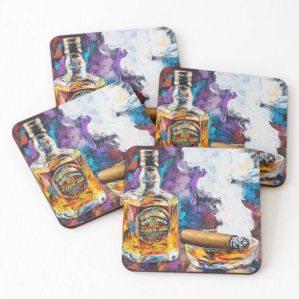 Item preview, Indulge in the Elegance of Whiskey and Cigar with Vibrant Hues Abstract AI Digital Art designed and sold by OlfactoART Studio.