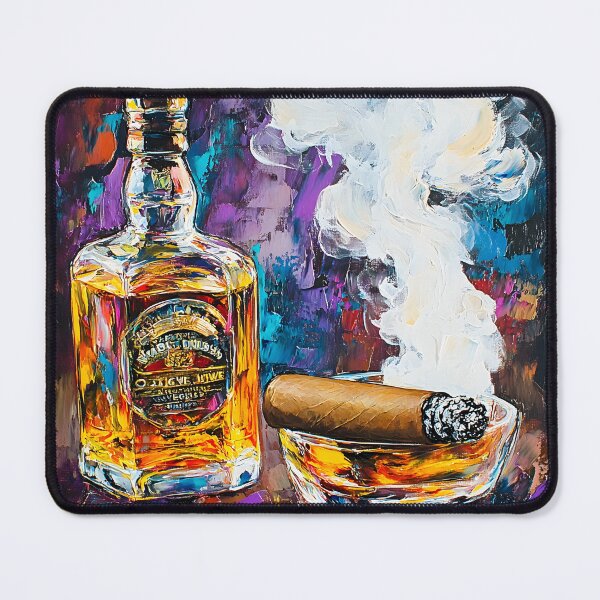 Item preview, Indulge in the Elegance of Whiskey and Cigar with Vibrant Hues Abstract AI Digital Art designed and sold by OlfactoART Studio.