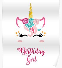Einhorn Geburtstag Shirt Geburtstag Mädchen Einhorn Outfit Geschenk Poster