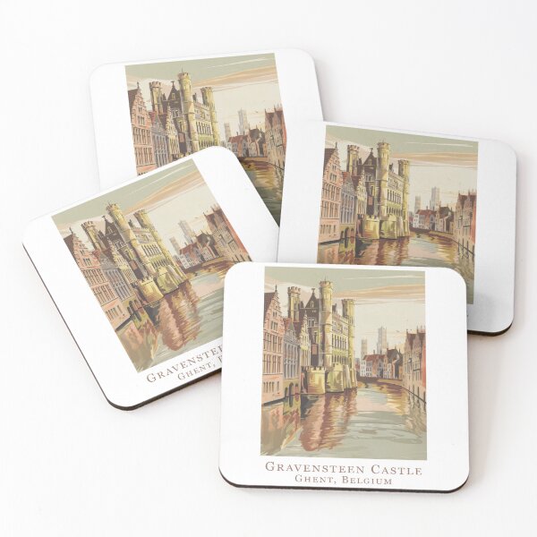 Item preview, Vintage Minimal Retro Travel Poster: Ghent Travel – Gravensteen Castle, Belgium designed and sold by pod24.