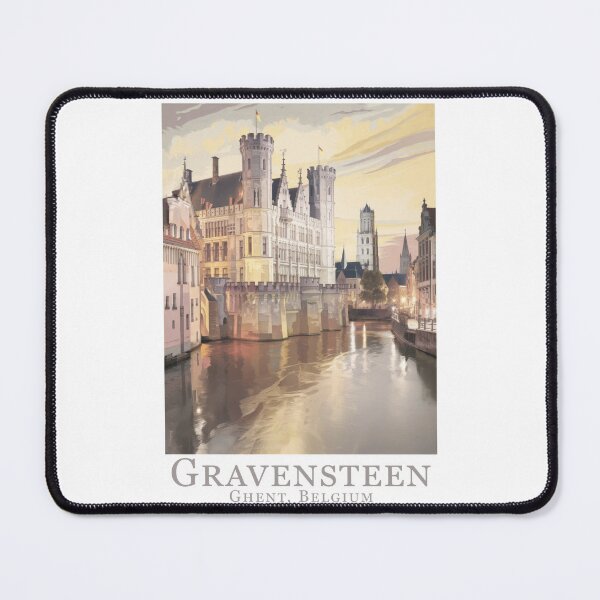 Item preview, Vintage Minimal Travel Poster: Romantic Gravensteen Castle in Ghent, Belgium designed and sold by pod24.