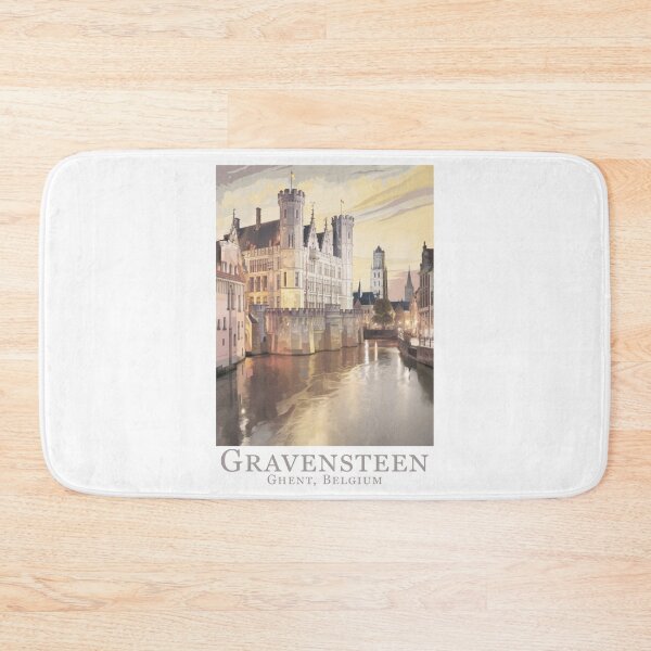 Item preview, Vintage Minimal Travel Poster: Romantic Gravensteen Castle in Ghent, Belgium designed and sold by pod24.