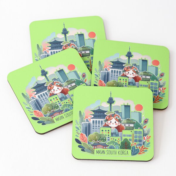 Item preview, Masan South Korea Skyline Sticker - Minimalist 3D Watercolor Design,  designed and sold by PaintMeWorld.