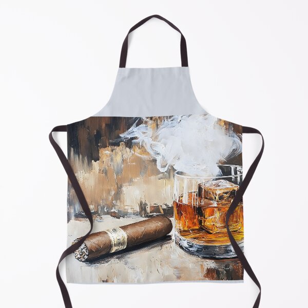 Item preview, Glass of Whiskey with Lit Cigar Emitting Smoke in a Warm, Luxurious Setting AI Generated designed and sold by OlfactoART Studio.