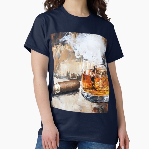 Item preview, Glass of Whiskey with Lit Cigar Emitting Smoke in a Warm, Luxurious Setting AI Generated designed and sold by OlfactoART Studio.