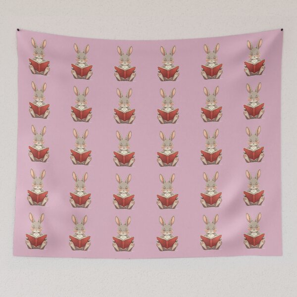 Item preview, Pink Textile Reading Rabbit designed and sold by wintervsfall.