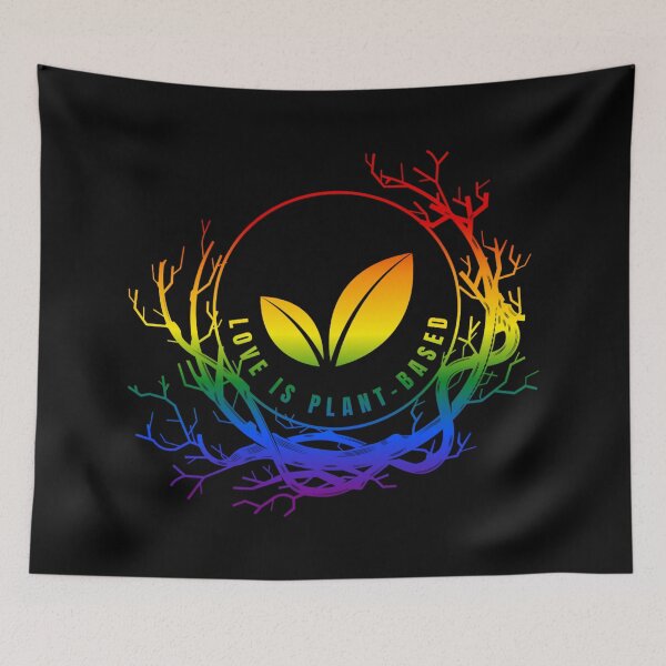 Item preview, Love Is Plant-Based, Classic pride flag graphic, Vegan day slogan, World Vegan Day, vegan pride, vegetarian, Veggies, Tree Hugger, Nature lover, designed and sold by PrideBeProud.