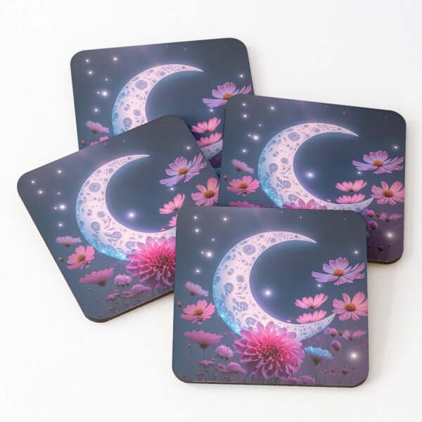 Item preview, Crescent moon in a field of flowers designed and sold by TopSprint.