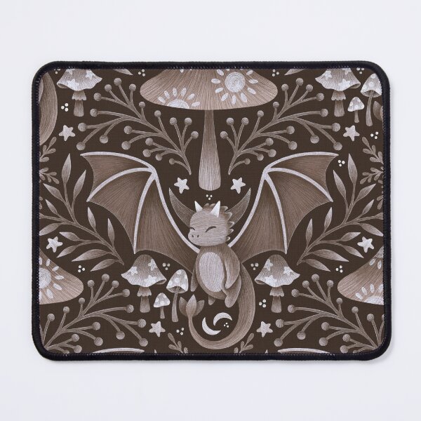 Guardian of little dreams - peaceful dragon nest in brown Mouse Pad