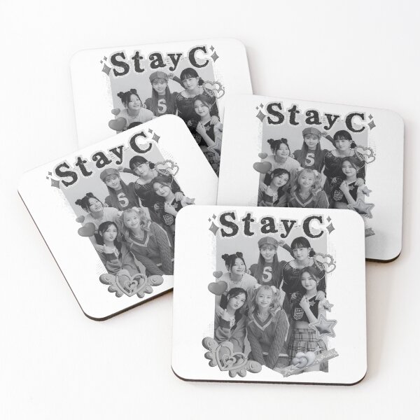 Aperçu de l'œuvre Collage noir et blanc du groupe K-pop STAYC créée et vendue par AJUNICE STUDIO.