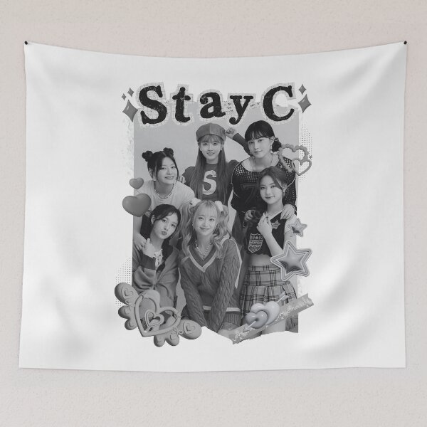 Item preview, STAYC K-pop Group Black and White Collage designed and sold by AJUNICE STUDIO.