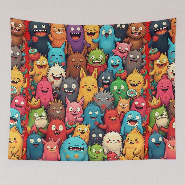 Item preview, FALL COLORS COLORFUL FUNNY CUTE MONSTERS CREATURES #2 designed and sold by Arts4U.