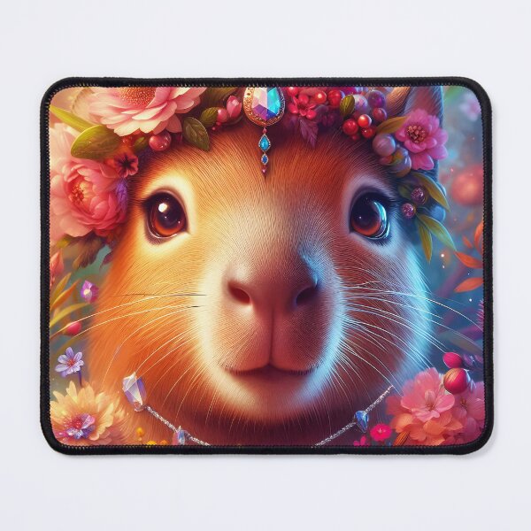 Item preview, Floral crystalline capybara girl portraiture designed and sold by EmeraldeaArt.