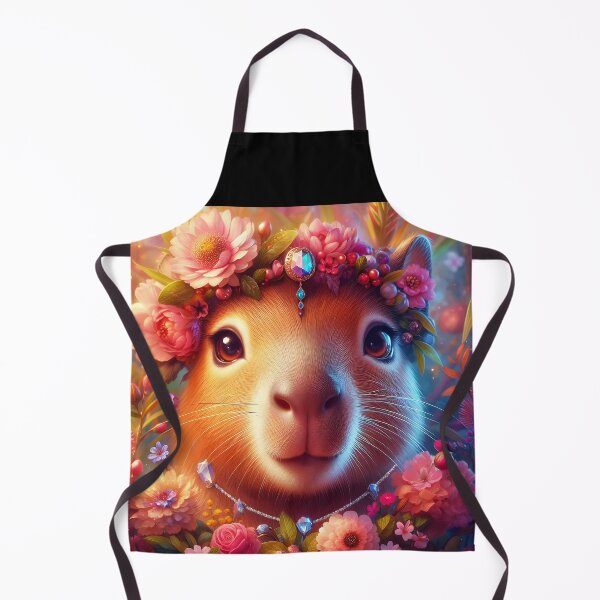Item preview, Floral crystalline capybara girl portraiture designed and sold by EmeraldeaArt.