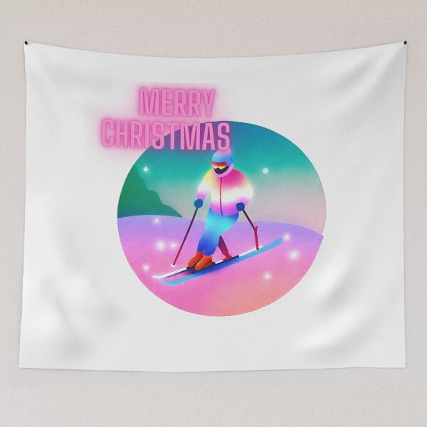 Item preview, Merry Christmas Skier in the sparkling snow designed and sold by sweetees4u.