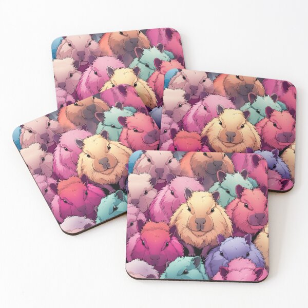 Item preview, Pastel multicolor capybaras as vector minimal style pattern designed and sold by EmeraldeaArt.