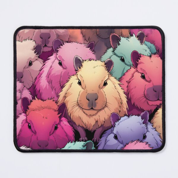 Item preview, Pastel multicolor capybaras as vector minimal style pattern designed and sold by EmeraldeaArt.