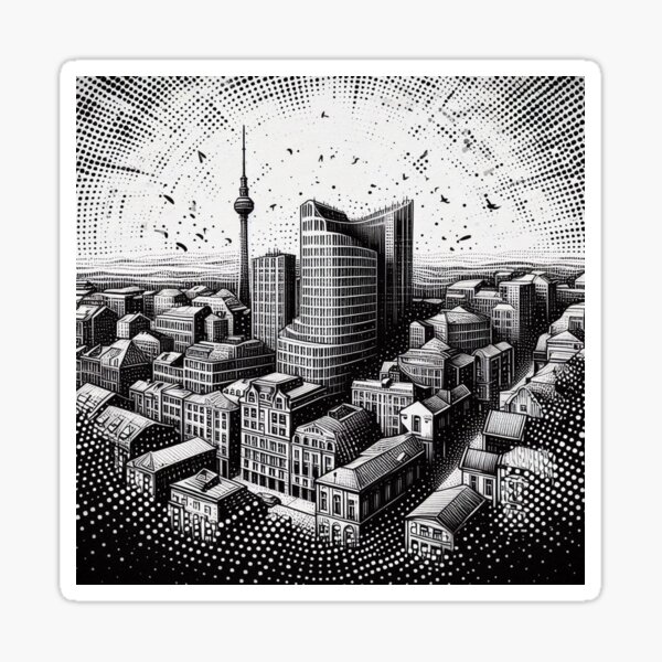 Item preview, Black and White Cityscape – Silent Echo designed and sold by harmzk90.