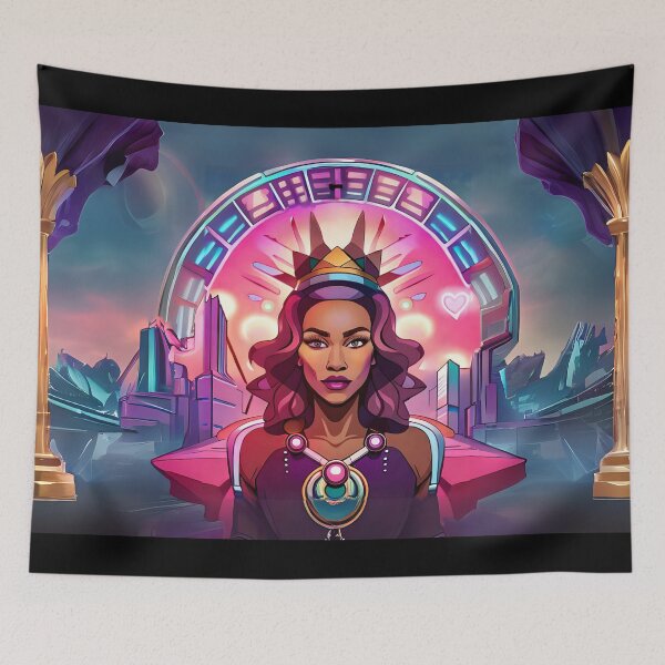 Item preview, Fabulous Woman Pink Cyberpunk Neon Retro Goddess designed and sold by Melan Designs.