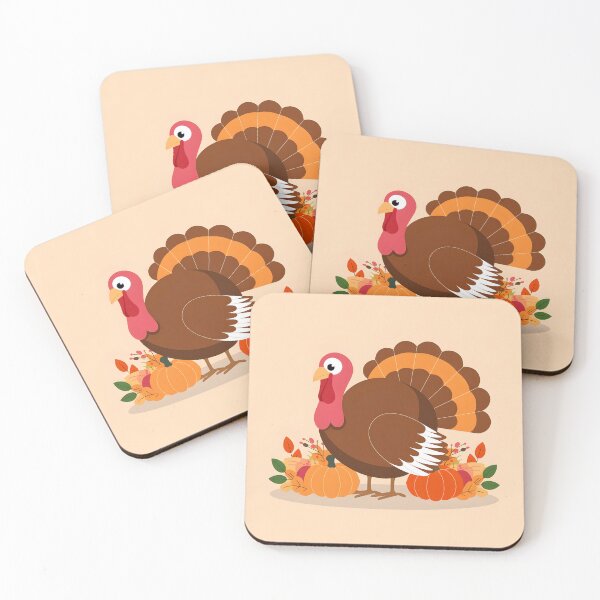 Item preview, Turkey vector art among fall pumpkins and berry branches designed and sold by EmeraldeaDesign.