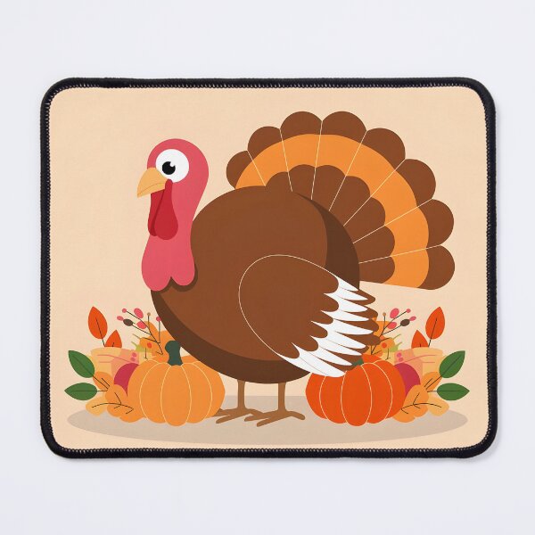 Item preview, Turkey vector art among fall pumpkins and berry branches designed and sold by EmeraldeaDesign.