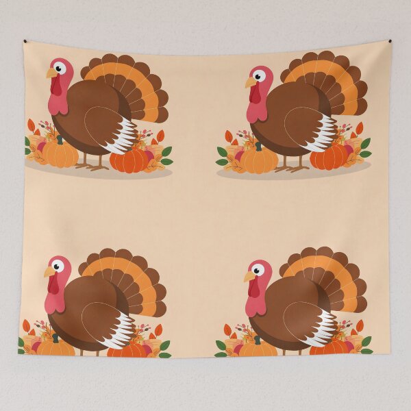 Item preview, Turkey vector art among fall pumpkins and berry branches designed and sold by EmeraldeaDesign.