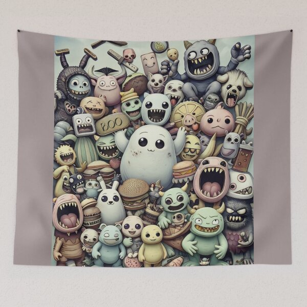 Item preview, MONOCHROMATIC SPOOKY GHOST CUTE MONSTERS FUNNY UNIQUE RANDOM ART #5 designed and sold by Arts4U.