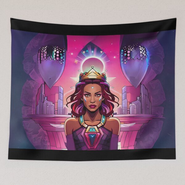 Item preview, Fabulous Woman Pink Cyberpunk Neon Retro Goddess designed and sold by Melan Designs.