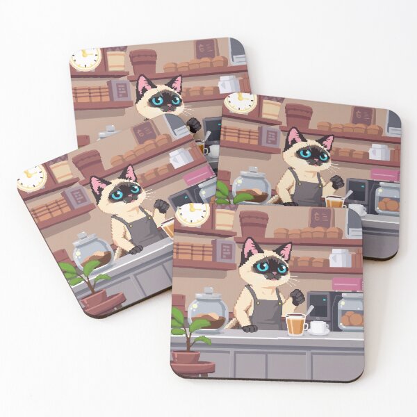 Item preview, Pixel Siamese Barista designed and sold by NaturePixel.