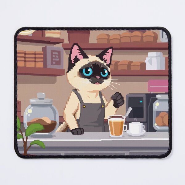 Item preview, Pixel Siamese Barista designed and sold by NaturePixel.