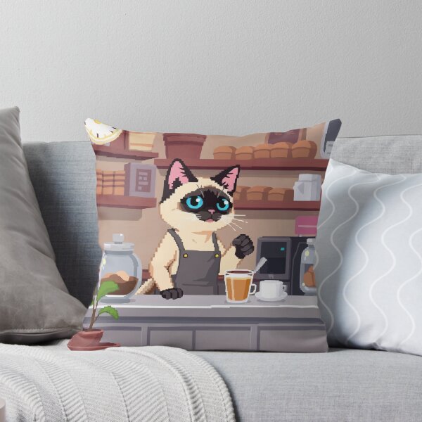 Item preview, Pixel Siamese Barista designed and sold by NaturePixel.