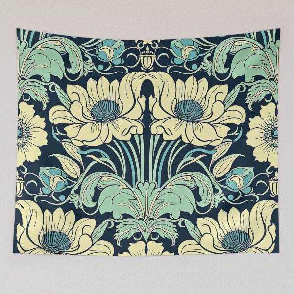 Item preview, Green Vintage Floral Damask Pattern designed and sold by HausKatz.