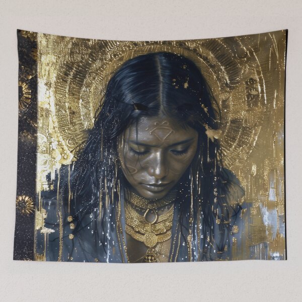 Item preview, Taino Goddess Atabey Surreal Gold Art designed and sold by All Souls Dream.