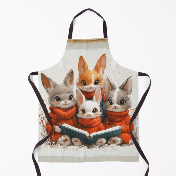 Item preview, Cozy Rabbit Family Reading in Festive Red Sweaters designed and sold by bAIryBarn.