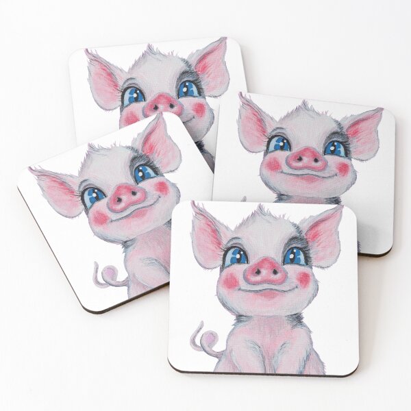 Item preview, Gorgeous little light pink piggy smiling designed and sold by EstelleCress.