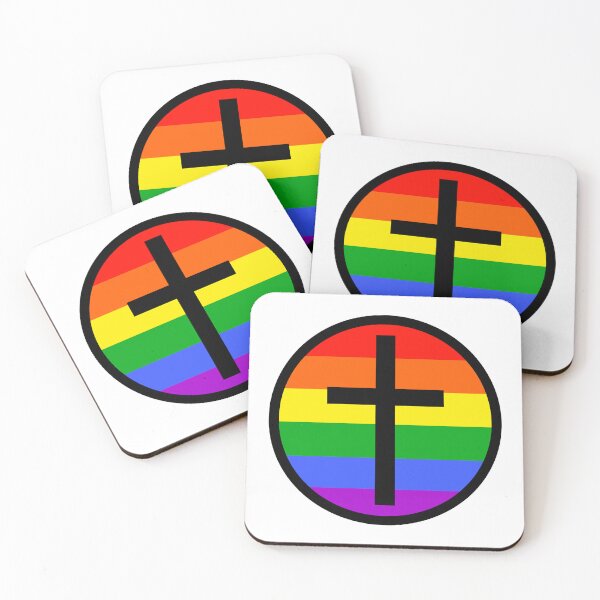 Item preview, Rainbow flag with Christian cross  designed and sold by Rachel the Artist .