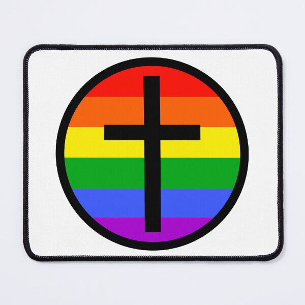 Item preview, Rainbow flag with Christian cross designed and sold by Rachel the Artist .