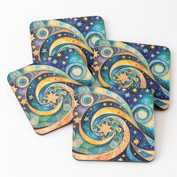 Item preview, Swirly galaxies, multicolored stars and planets - 12 designed and sold by artedamensagem.