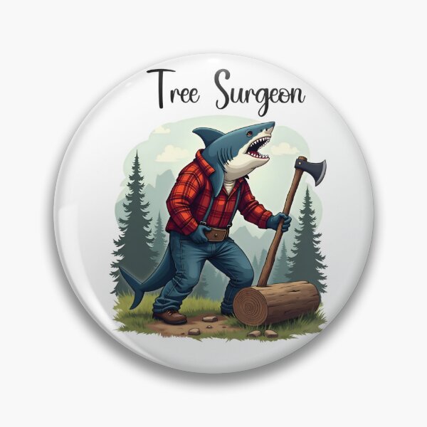 Item preview, Funny Shark Tree Surgeon in a paul Bunyan Costume designed and sold by EmeraldCauldren.