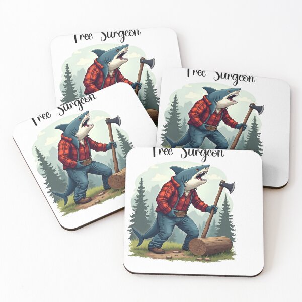 Item preview, Funny Shark Tree Surgeon in a paul Bunyan Costume designed and sold by EmeraldCauldren.