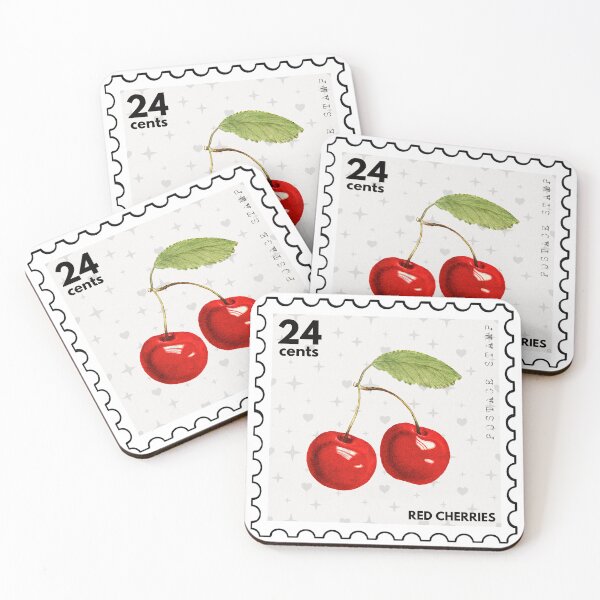 Item preview, Vintage Red Cherries Postage Stamp designed and sold by RabbitK.