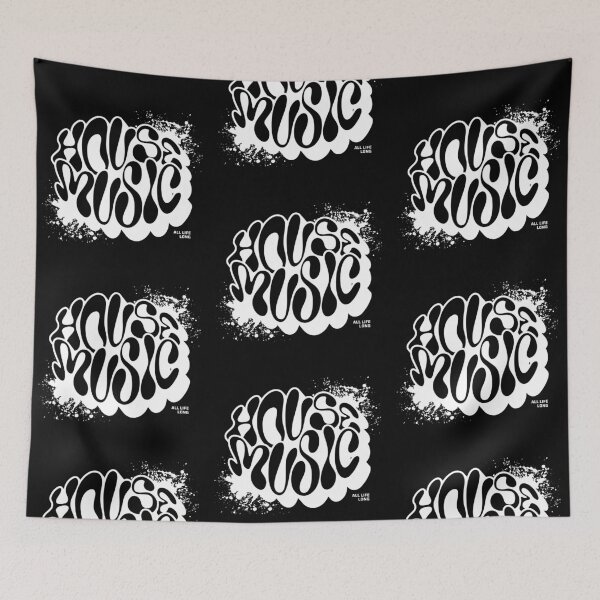 Item preview, HOUSE MUSIC  - Trippy Font Splash (white)  designed and sold by Discothreadz.