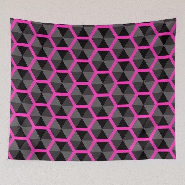 Item preview, Pink and Black Hexagon Honeycomb Gamer Pattern  designed and sold by PhyrexiaB.